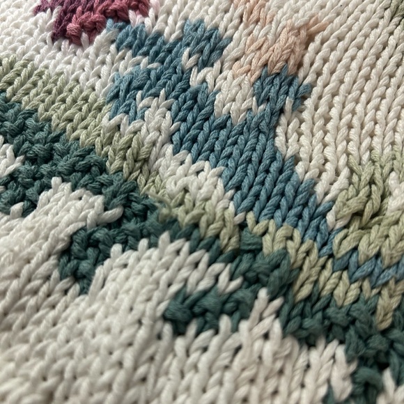 VINTAGE ARLANDO 90s Y2K Chunky Knit Oversized Floral Sweater Cotton M - Picture 11 of 12